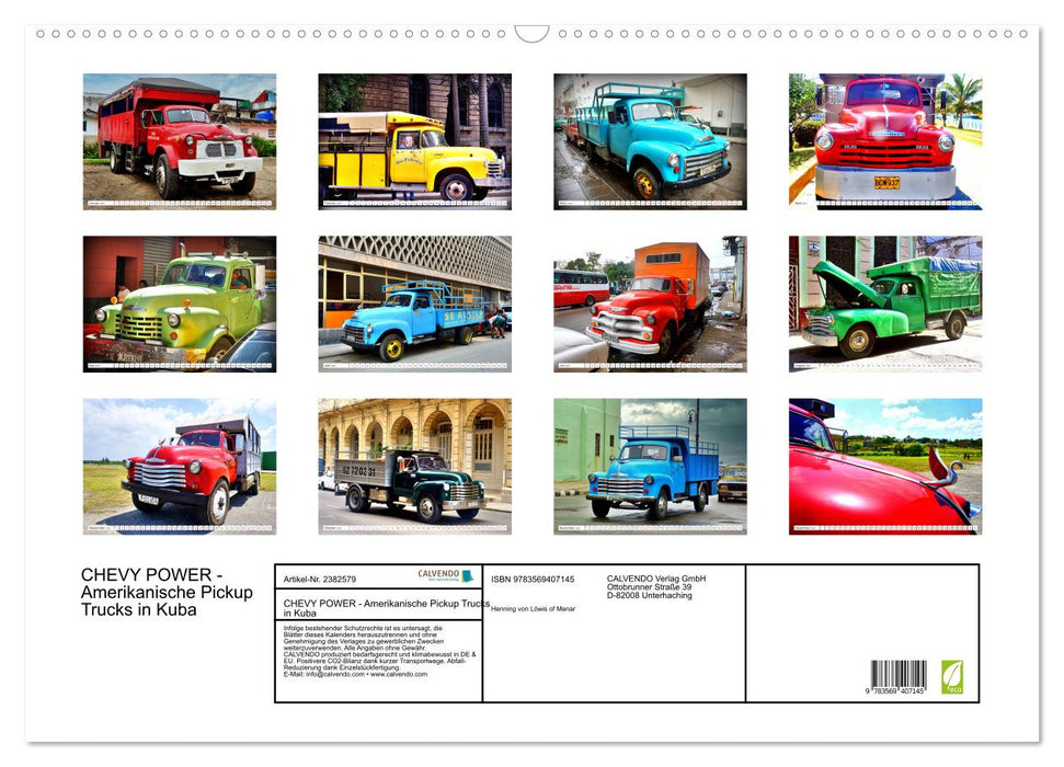 CHEVY POWER - Amerikanische Pickup Trucks in Kuba (CALVENDO Wandkalender 2027)