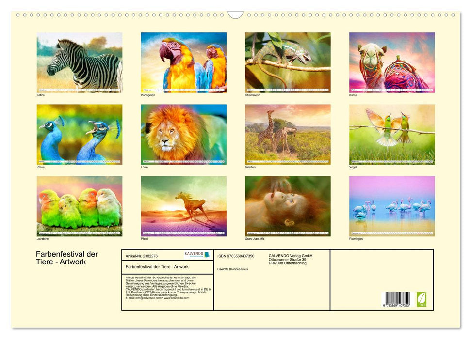 Farbenfestival der Tiere - Artwork (CALVENDO Wandkalender 2027)