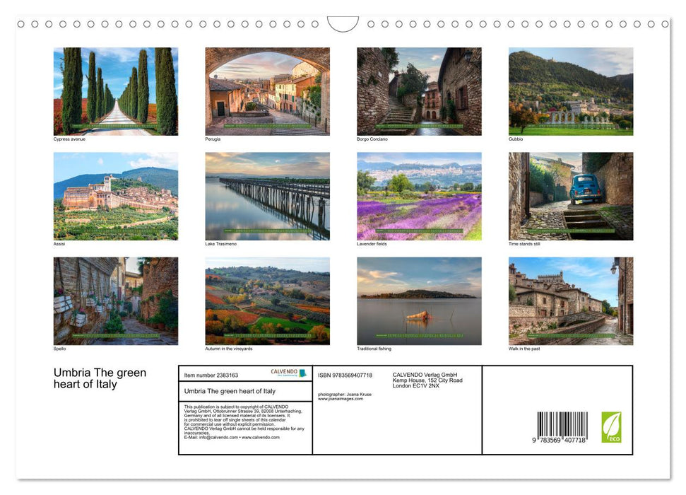 Umbria The green heart of Italy (CALVENDO Monthly Calendar 2027)