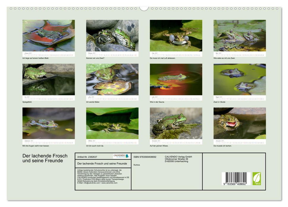 Der lachende Frosch und seine Freunde (CALVENDO Premium Wandkalender 2027)