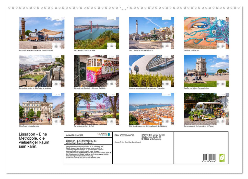 Lissabon - Eine Metropole, die vielseitiger kaum sein kann. (CALVENDO Wandkalender 2027)