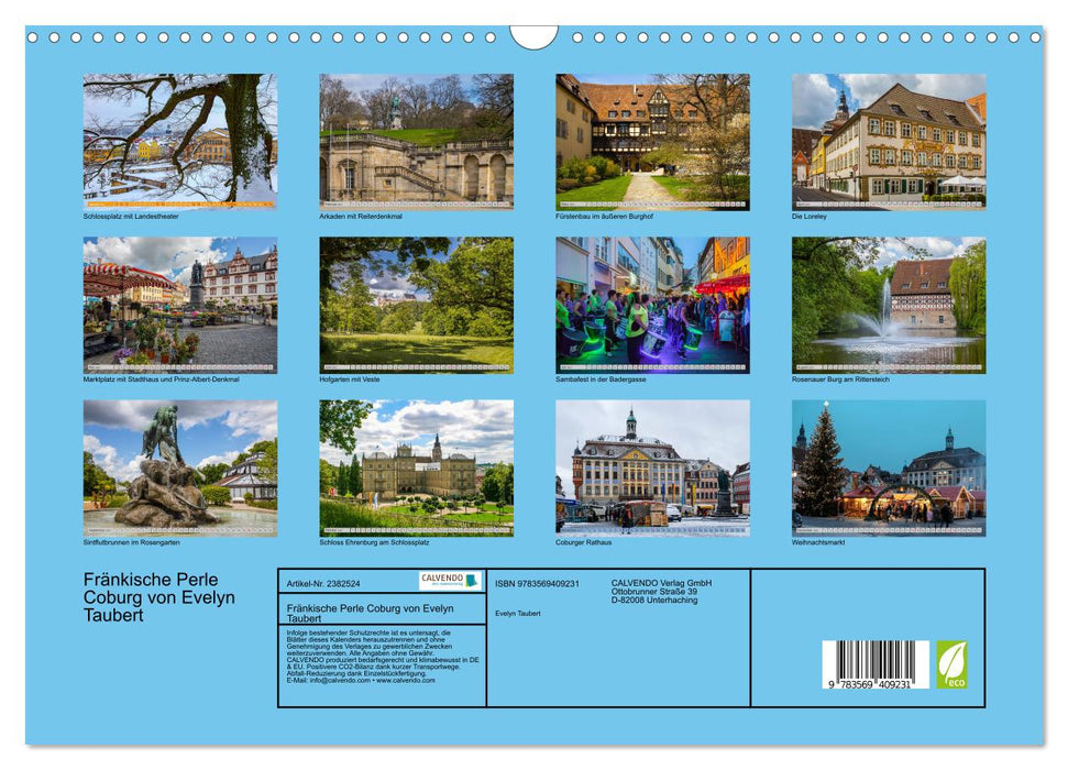 Fränkische Perle Coburg von Evelyn Taubert (CALVENDO Wandkalender 2027)