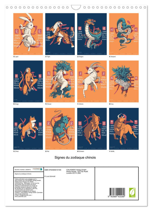 Signes du zodiaque chinois (CALVENDO Calendrier mensuel 2027)