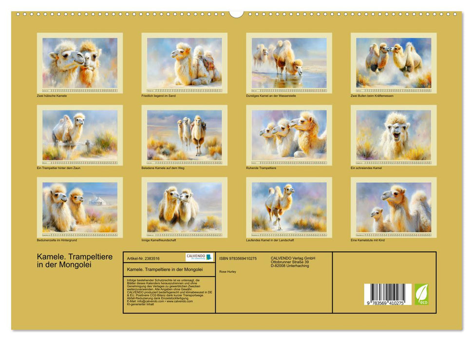 Kamele. Trampeltiere in der Mongolei (CALVENDO Premium Wandkalender 2027)