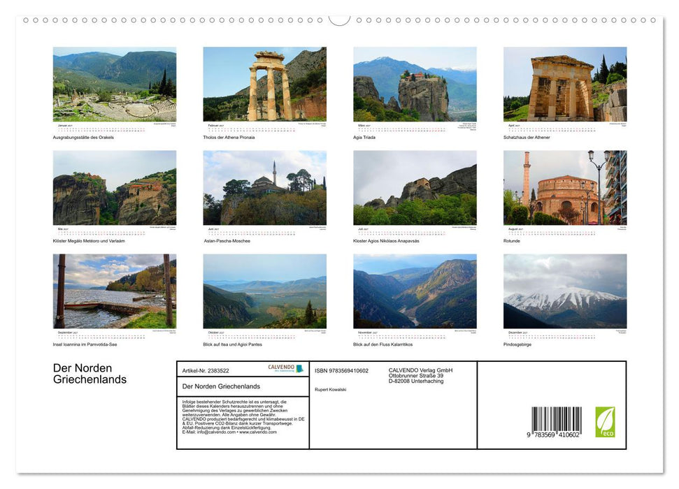 Der Norden Griechenlands (CALVENDO Premium Wandkalender 2027)
