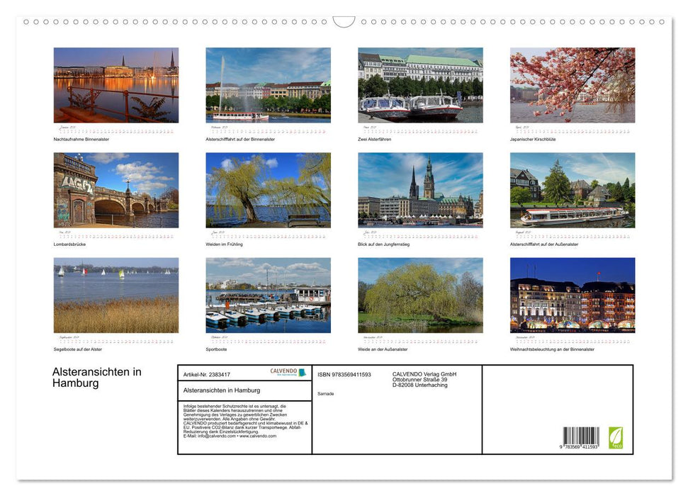 Alsteransichten in Hamburg (CALVENDO Wandkalender 2027)