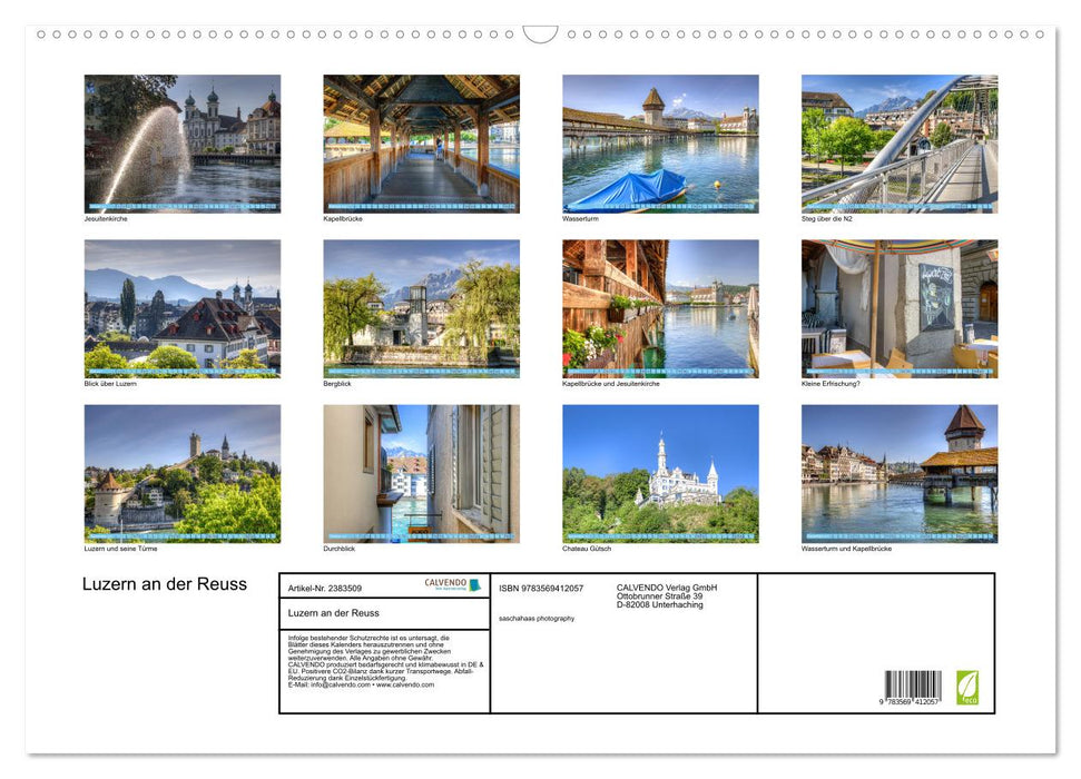Luzern an der Reuss (CALVENDO Wandkalender 2027)