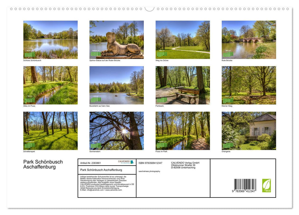 Park Schönbusch Aschaffenburg (CALVENDO Premium Wandkalender 2027)