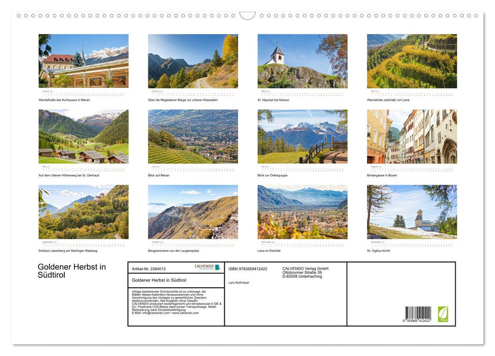 Goldener Herbst in Südtirol (CALVENDO Wandkalender 2027)
