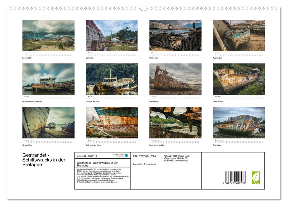 Gestrandet - Schiffswracks in der Bretagne (CALVENDO Premium Wandkalender 2027)