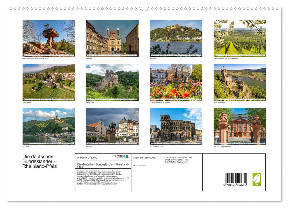 Die deutschen Bundesländer - Rheinland-Pfalz (CALVENDO Premium Wandkalender 2027)