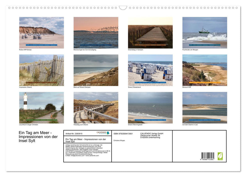 Ein Tag am Meer - Impressionen von der Insel Sylt (CALVENDO Wandkalender 2027)