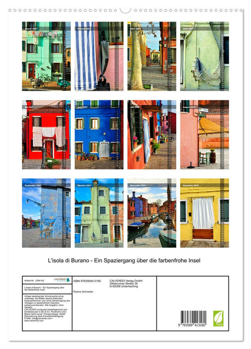 L'isola di Burano - Ein Spaziergang über die farbenfrohe Insel (CALVENDO Premium Wandkalender 2027)
