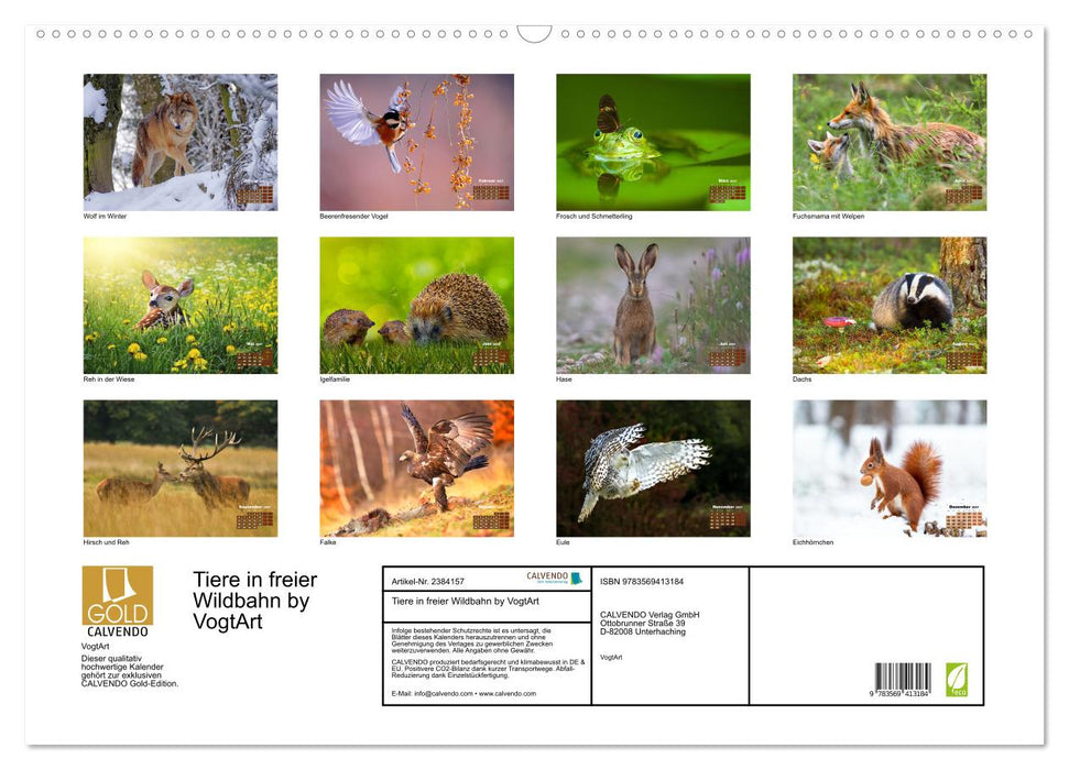 Tiere in freier Wildbahn by VogtArt (CALVENDO Wandkalender 2027)