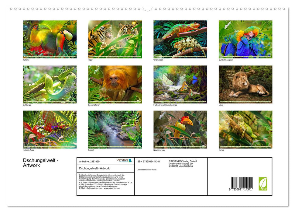 Dschungelwelt - Artwork (CALVENDO Premium Wandkalender 2027)