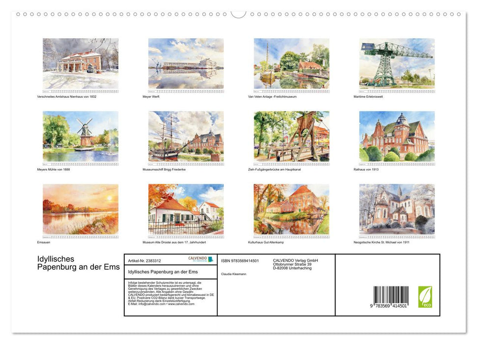 Idyllisches Papenburg an der Ems (CALVENDO Premium Wandkalender 2027)