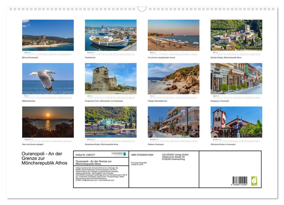 Ouranopoli - An der Grenze zur Mönchsrepublik Athos (CALVENDO Wandkalender 2027)