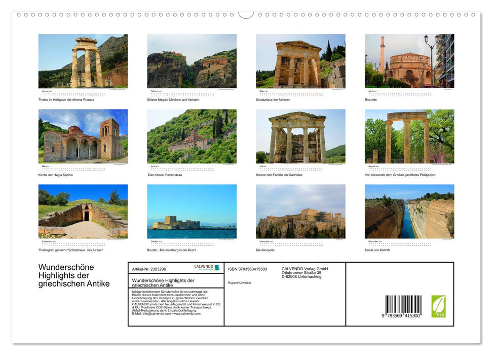 Wunderschöne Highlights der griechischen Antike (CALVENDO Premium Wandkalender 2027)
