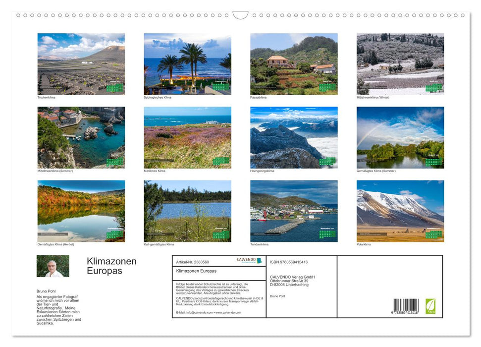 Klimazonen Europas (CALVENDO Wandkalender 2027)