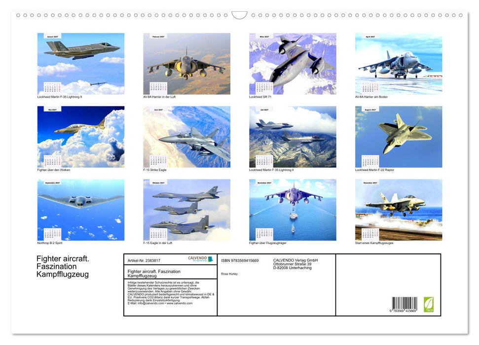 Fighter aircraft. Faszination Kampfflugzeug (CALVENDO Wandkalender 2027)