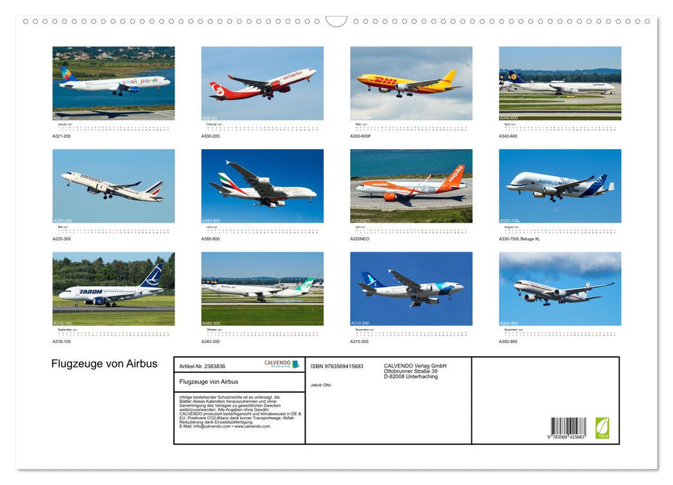 Flugzeuge von Airbus (CALVENDO Wandkalender 2027)