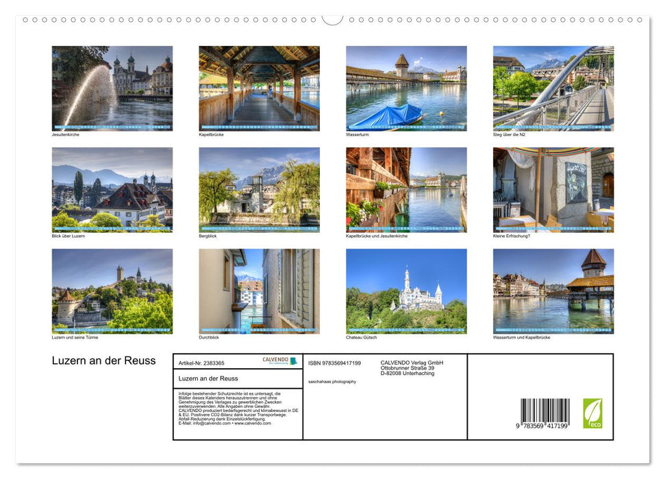 Luzern an der Reuss (CALVENDO Premium Wandkalender 2027)