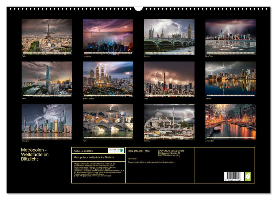 Metropolen - Weltstädte im Blitzlicht (CALVENDO Wandkalender 2027)
