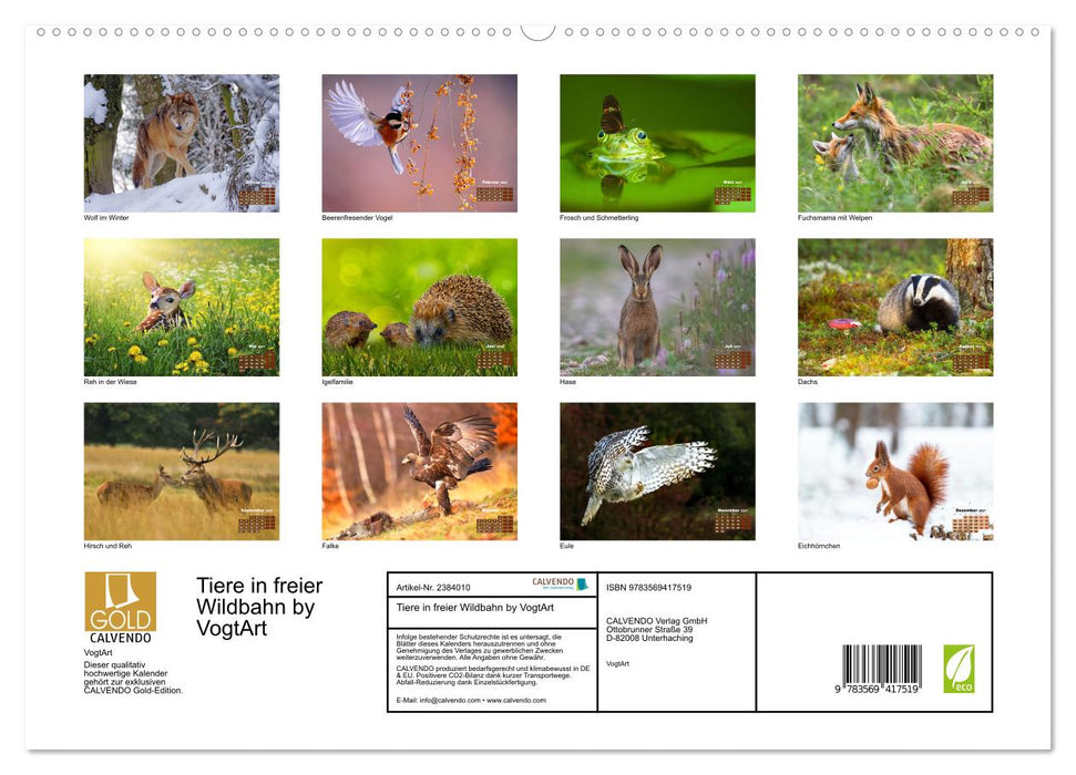 Tiere in freier Wildbahn by VogtArt (CALVENDO Premium Wandkalender 2027)