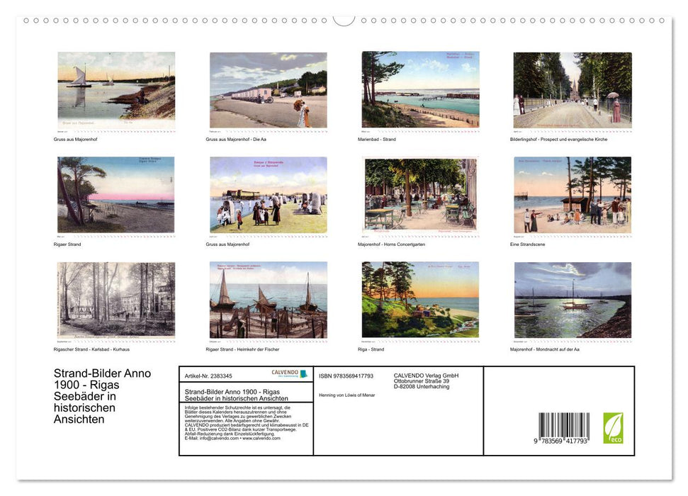 Strand-Bilder Anno 1900 - Rigas Seebäder in historischen Ansichten (CALVENDO Premium Wandkalender 2027)