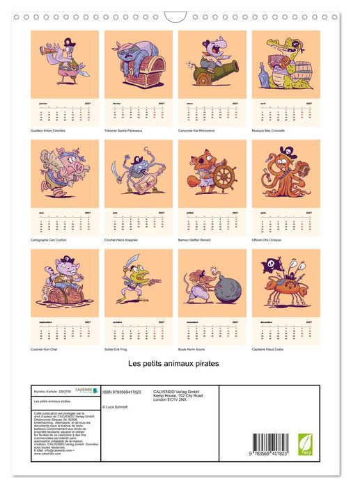 Les petits animaux pirates (CALVENDO Calendrier mensuel 2027)