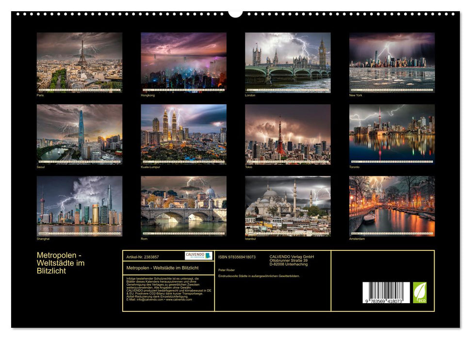 Metropolen - Weltstädte im Blitzlicht (CALVENDO Premium Wandkalender 2027)