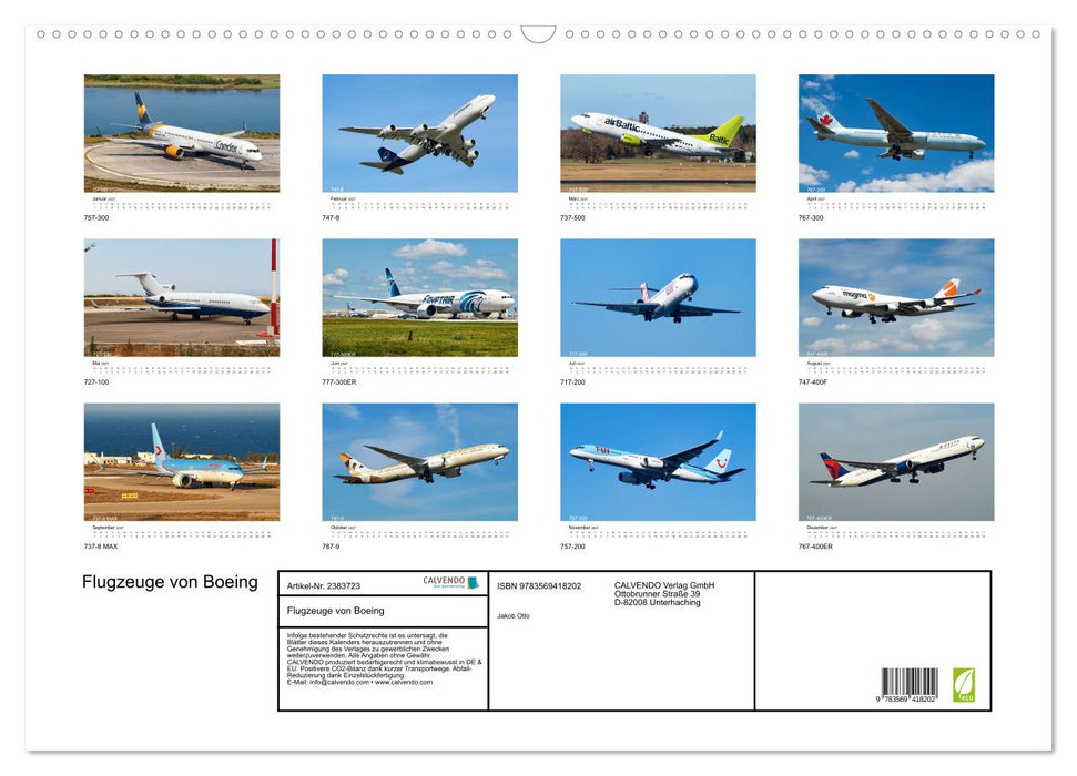 Flugzeuge von Boeing (CALVENDO Wandkalender 2027)