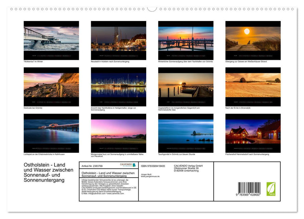Ostholstein - Land und Wasser zwischen Sonnenauf- und Sonnenuntergang (CALVENDO Premium Wandkalender 2027)