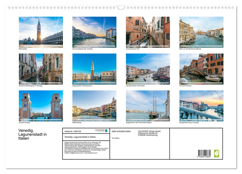 Venedig. Lagunenstadt in Italien (CALVENDO Wandkalender 2027)