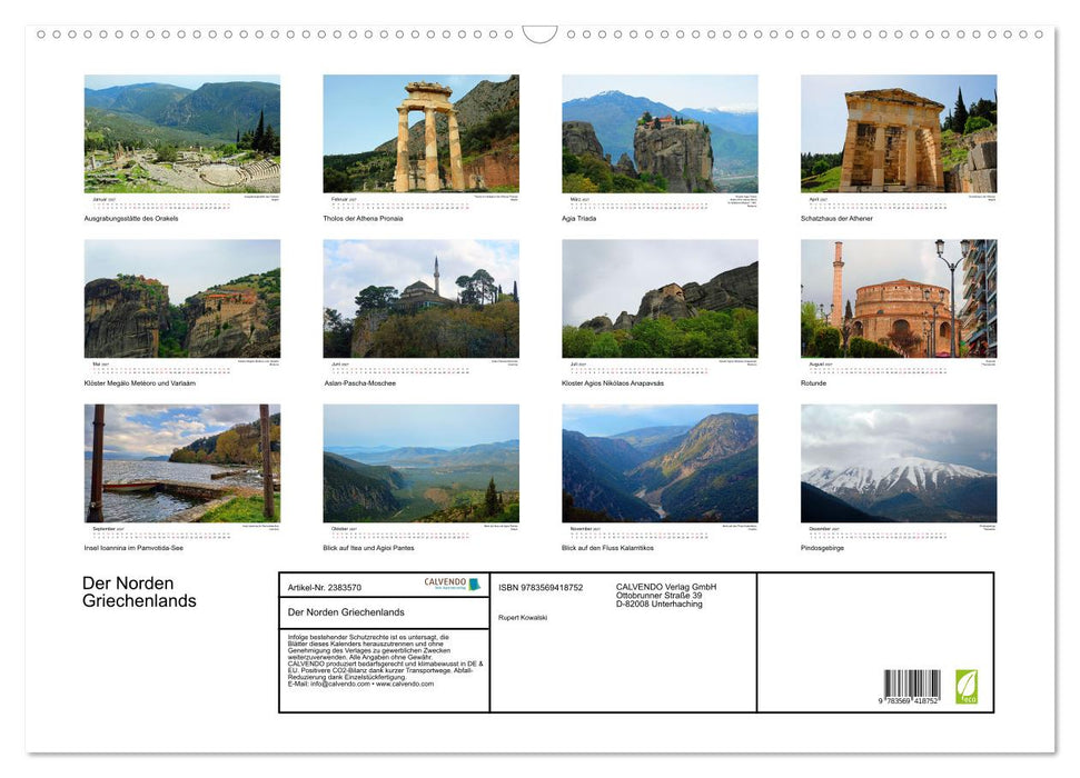 Der Norden Griechenlands (CALVENDO Wandkalender 2027)