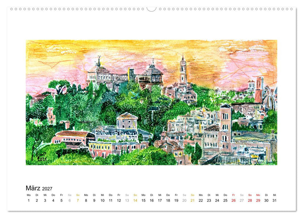 ROM In stillen Aquarellen (CALVENDO Premium Wandkalender 2027)