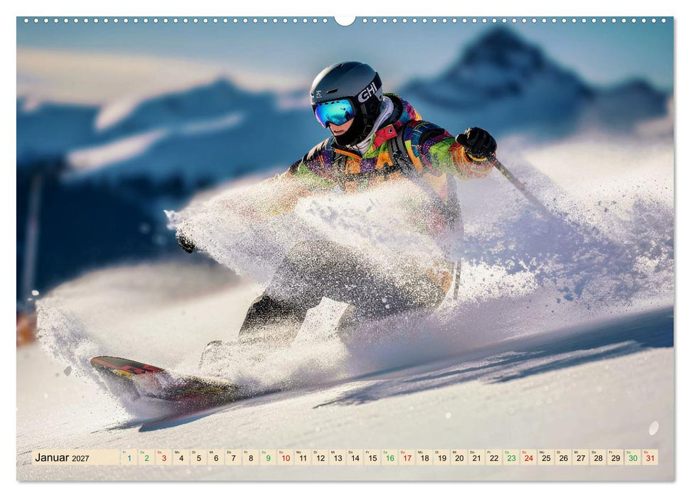 Snowboarder in voller Fahrt (CALVENDO Premium Wandkalender 2027)