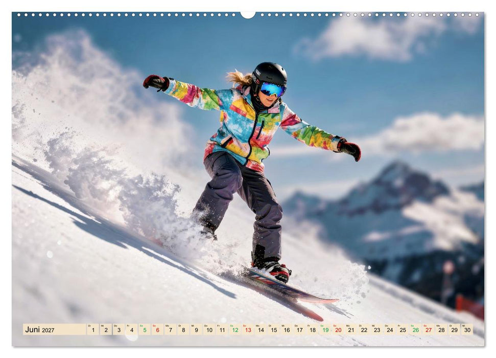 Snowboarder in voller Fahrt (CALVENDO Premium Wandkalender 2027)