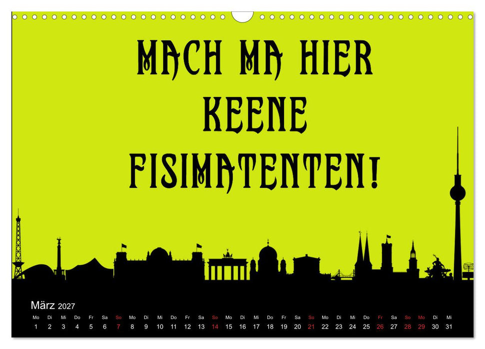 Berliner Mundart (CALVENDO Wandkalender 2027)