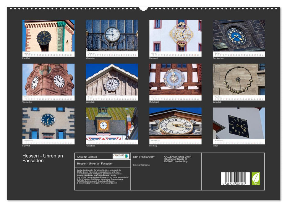 Hessen - Uhren an Fassaden (CALVENDO Premium Wandkalender 2027)