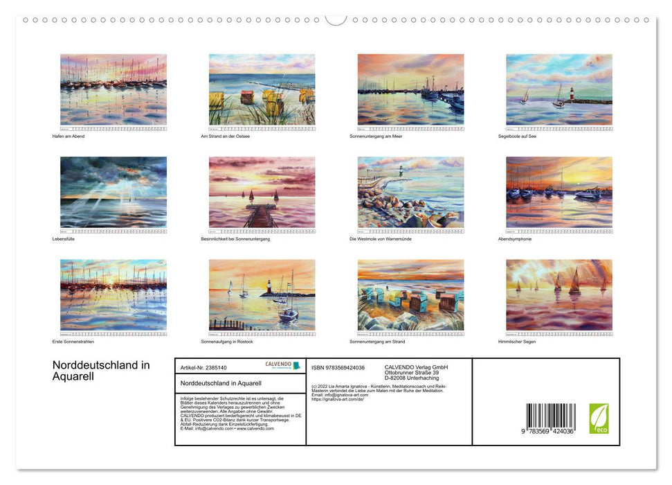 Norddeutschland in Aquarell (CALVENDO Premium Wandkalender 2027)