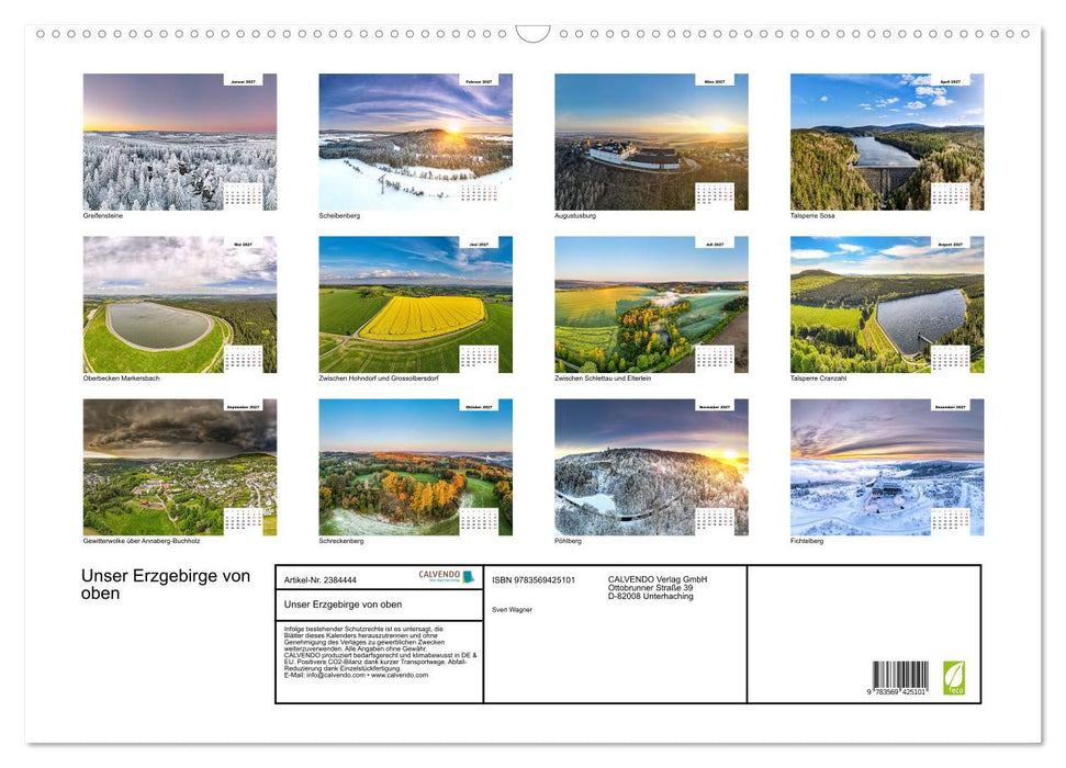 Unser Erzgebirge von oben (CALVENDO Wandkalender 2027)