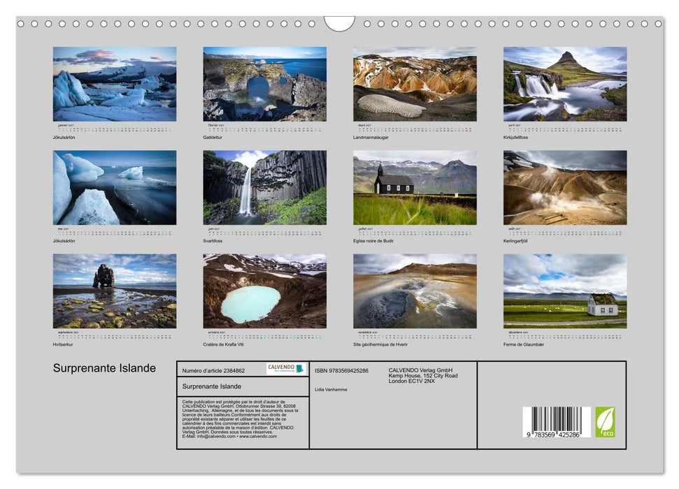 Surprenante Islande (CALVENDO Calendrier mensuel 2027)