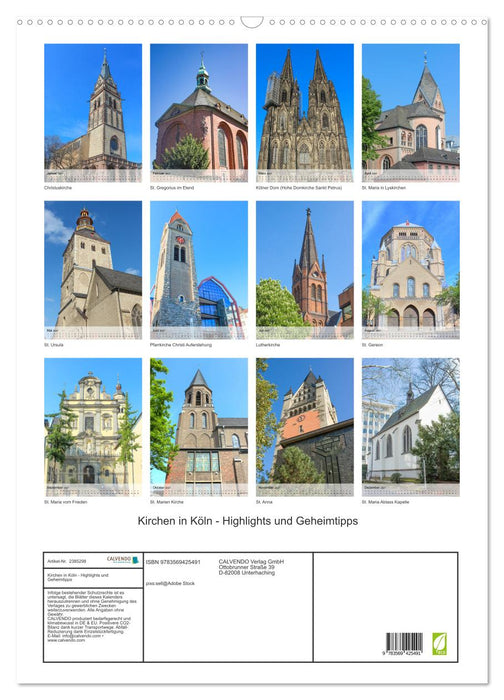 Kirchen in Köln - Highlights und Geheimtipps (CALVENDO Wandkalender 2027)