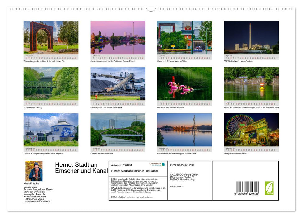Herne: Stadt an Emscher und Kanal (CALVENDO Premium Wandkalender 2027)