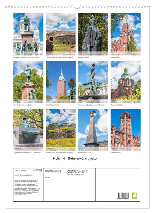Helsinki - Sehenswürdigkeiten (CALVENDO Wandkalender 2027)