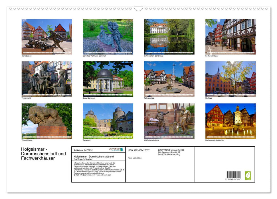 Hofgeismar - Dornröschenstadt und Fachwerkhäuser (CALVENDO Wandkalender 2027)