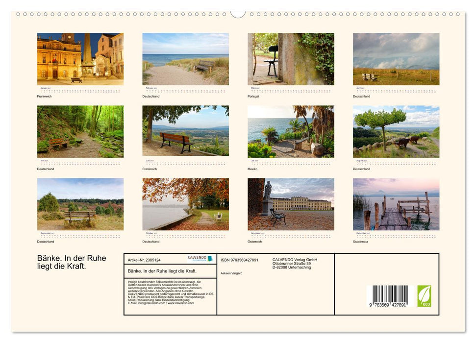 Bänke. In der Ruhe liegt die Kraft. (CALVENDO Wandkalender 2027)
