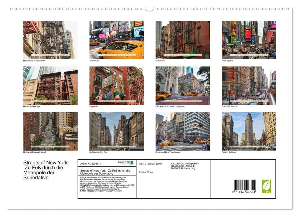 Streets of New York - Zu Fuß durch die Metropole der Superlative (CALVENDO Premium Wandkalender 2027)