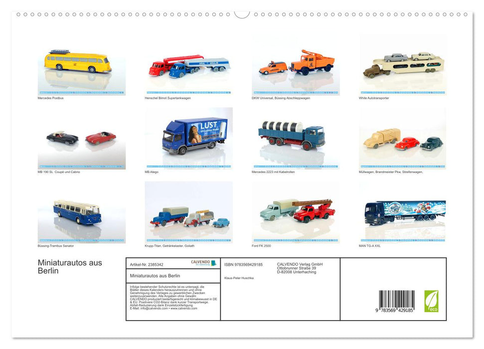 Miniaturautos aus Berlin (CALVENDO Premium Wandkalender 2027)